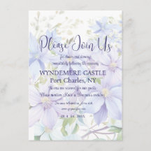 Elegant Periwinkle Clematis QR Code Wedding