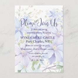Elegant Periwinkle Clematis QR Code Wedding Begleitkarte