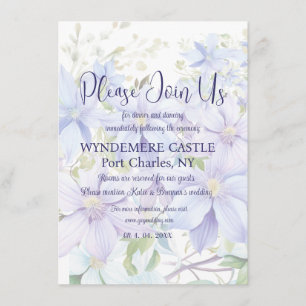 Elegant Periwinkle Clematis QR Code Wedding Begleitkarte