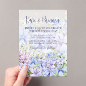 Elegant Periwinkle Clematis Wedding Acryleinladungen (Insitu (Handheld))