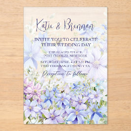 Elegant Periwinkle Clematis Wedding Acryleinladungen