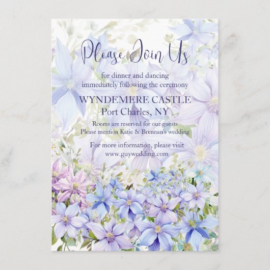 Elegant Periwinkle Clematis Wedding Begleitkarte (Vorderseite)
