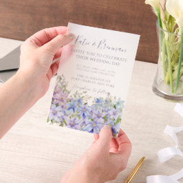 Elegant Periwinkle Clematis Wedding Pergament Einladungen