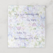 Elegant Periwinkle Clematis Wedding Platzkarte (Außenseite Aufgefaltet)