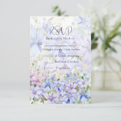 Elegant Periwinkle Clematis Wedding RSVP Karte (Stehend Vorderseite)