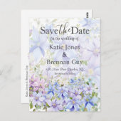 Elegant Periwinkle Clematis Wedding Save the Date Postkarte (Vorne/Hinten)