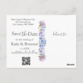 Elegant Periwinkle Clematis Wedding Save the Date Postkarte (Rückseite)