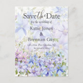 Elegant Periwinkle Clematis Wedding Save the Date Postkarte (Vorderseite)