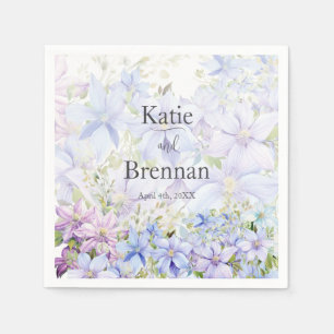 Elegant Periwinkle Clematis Wedding Serviette