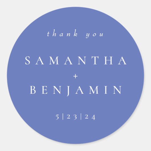 Elegant Periwinkle Coordinate Wedding Runder Aufkleber (Vorderseite)