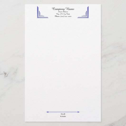 Elegant Periwinkle Corner Professional Stationery Briefpapier (Vorderseite)