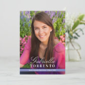 Elegant Periwinkle Custom Foto Graduation Party Einladung (Stehend Vorderseite)