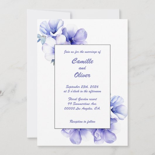 Elegant Periwinkle: Einladung zur Hochzeit (Vorderseite)