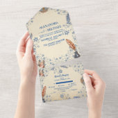 Elegant Periwinkle Floral Wedding All In One Einladung (Abreißen)