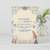 Elegant Periwinkle Floral Wedding Einladung (Stehend Vorderseite)