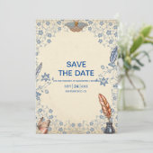 Elegant Periwinkle Floral Wedding Save The Date (Stehend Vorderseite)