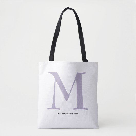 Elegant Periwinkle Monogram Name Tasche (Vorderseite)