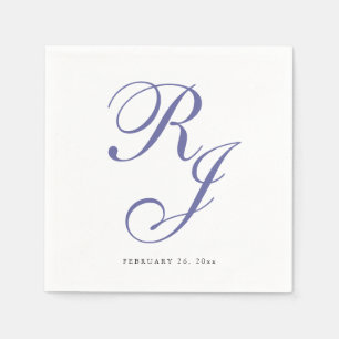 Elegant Periwinkle Monogram Wedding Napkins Serviette