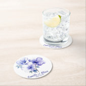 Elegant Periwinkle: Personalisierte Hochzeiten Unt Runder Pappuntersetzer (Vor Ort)