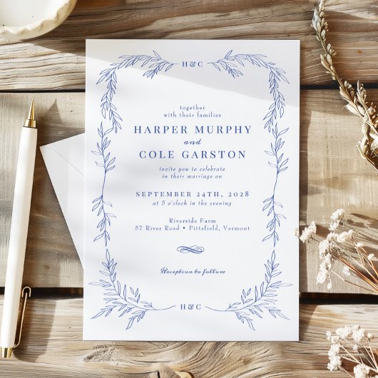 Elegant Periwinkle Vine Greenerity Rahmen Hochzeit Einladung