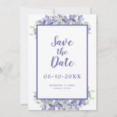 Elegant Periwinkle Wasserfarbe Blumenziton Save The Date (Vorderseite)