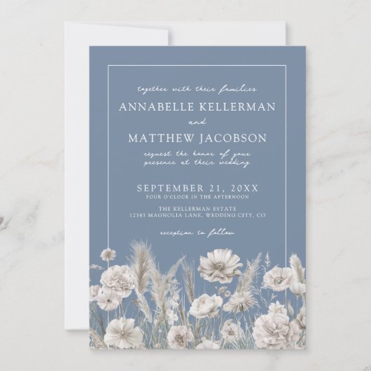 Elegant Periwinkle Wildflower Wedding Einladung (Vorderseite)