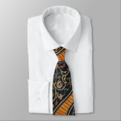 Elegant Persian Pattern Tie – Gold & Black Classic Krawatte (Gebunden)