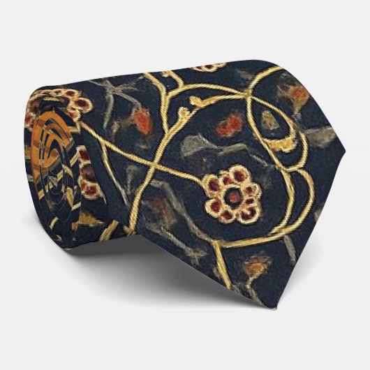 Elegant Persian Pattern Tie – Gold & Black Classic Krawatte (Gerollt)