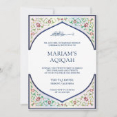 Elegant Persisches Mosaik Art Islamische Aqiqah Einladung (Vorderseite)
