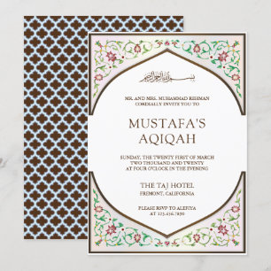 Elegant Persisches Mosaik Art Islamische Aqiqah Einladung