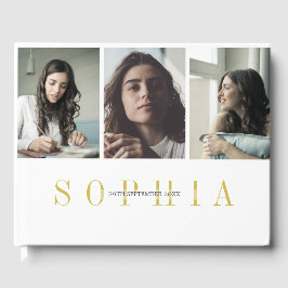 Elegant Personal 3 Foto Bat Mitzvah Gästebuch