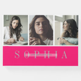 Elegant Personal 3 Foto Bat Mitzvah Pink Gästebuch
