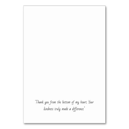 Elegant Personal Dankeschön Card Tischnummer (Rückseite)