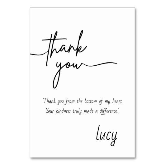 Elegant Personal Dankeschön Card Tischnummer (Vorderseite)