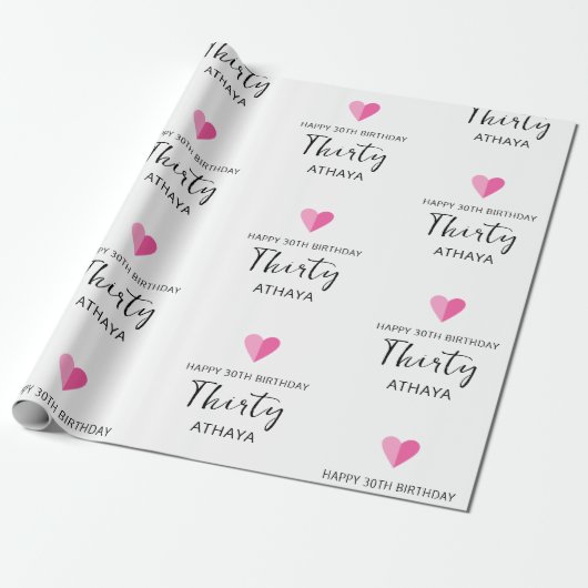 Elegant Personalisiert 30. Geburtstag Geschenkpapier (Ungerollt)