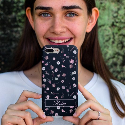 Elegant Personalisiert Black Floral Case-Mate iPhone Hülle