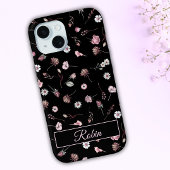 Elegant Personalisiert Black Floral Case-Mate iPhone Hülle