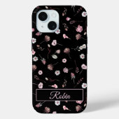 Elegant Personalisiert Black Floral Case-Mate iPhone Hülle (Rückseite)
