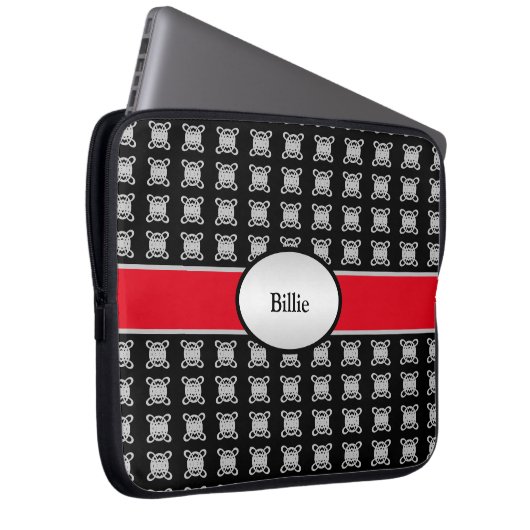 Elegant Personalisiert Black Red & Silver Laptopschutzhülle (Vorne Rechts)
