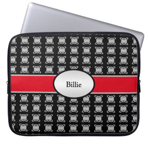 Elegant Personalisiert Black Red & Silver Laptopschutzhülle
