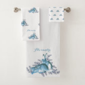 Elegant Personalisiert Blue Gray Bunny Rabbits Badhandtuch Set (Insitu)