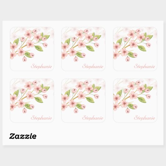 Elegant Personalisiert Cherry Blossom | Aufkleber (Blatt)