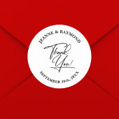 Elegant Personalisiert Dankeschön Calligrafy Weddi Runder Aufkleber