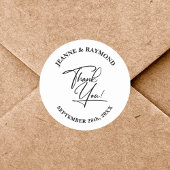 Elegant Personalisiert Dankeschön Calligrafy Weddi Runder Aufkleber