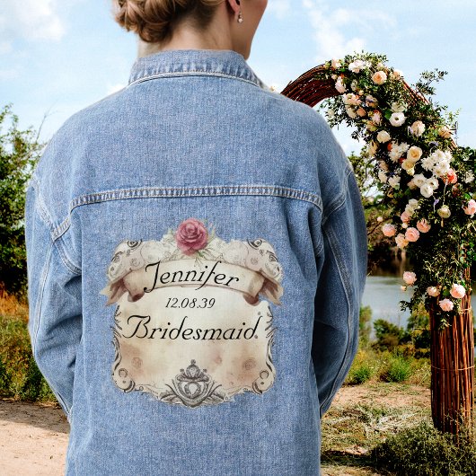 Elegant Personalisiert Floral Bridesmaids Blue Jea Jeansjacke