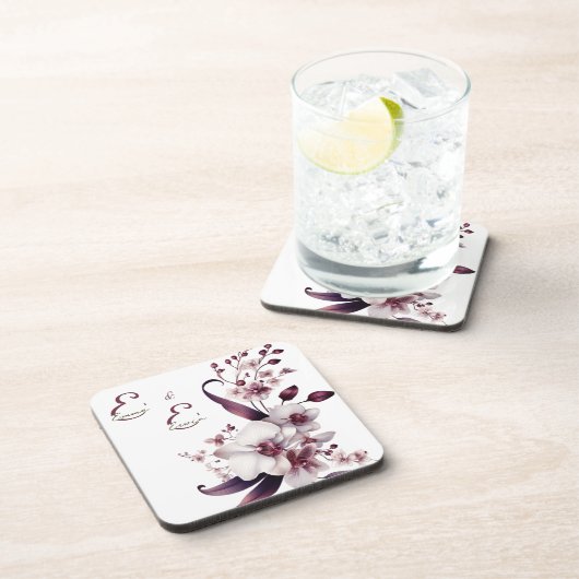 Elegant Personalisiert floral Getränkeuntersetzer (Rechte Seite)