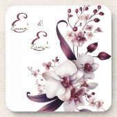 Elegant Personalisiert floral Getränkeuntersetzer (Vorderseite)