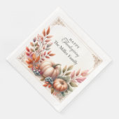 Elegant Personalisiert, glücklich Erntedankpumpen Serviette (Ecke)