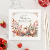 Elegant Personalisiert, glücklich Erntedankpumpen Serviette (Beispiel)