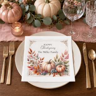 Elegant Personalisiert, glücklich Erntedankpumpen Serviette